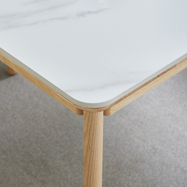 Rectangle Extendable Stone Dining Site Table Traditional Luxury Dinette Table with 4-foot