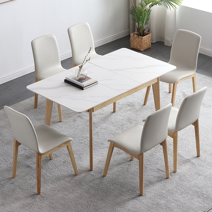 Rectangle Extendable Stone Dining Site Table Traditional Luxury Dinette Table with 4-foot