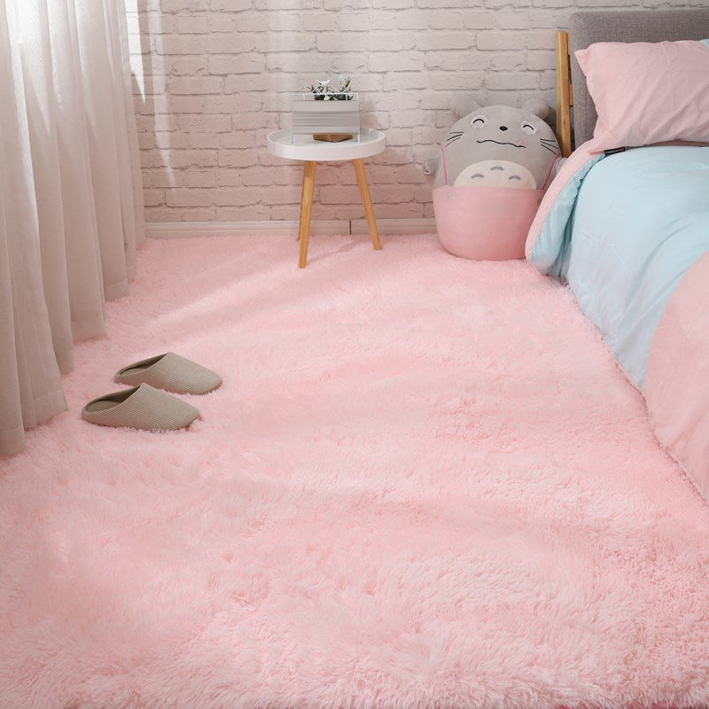 Simple Area Carpet Modern Solid Color Polyester Carpet Non-Slip Area Shag Rug for Living Room
