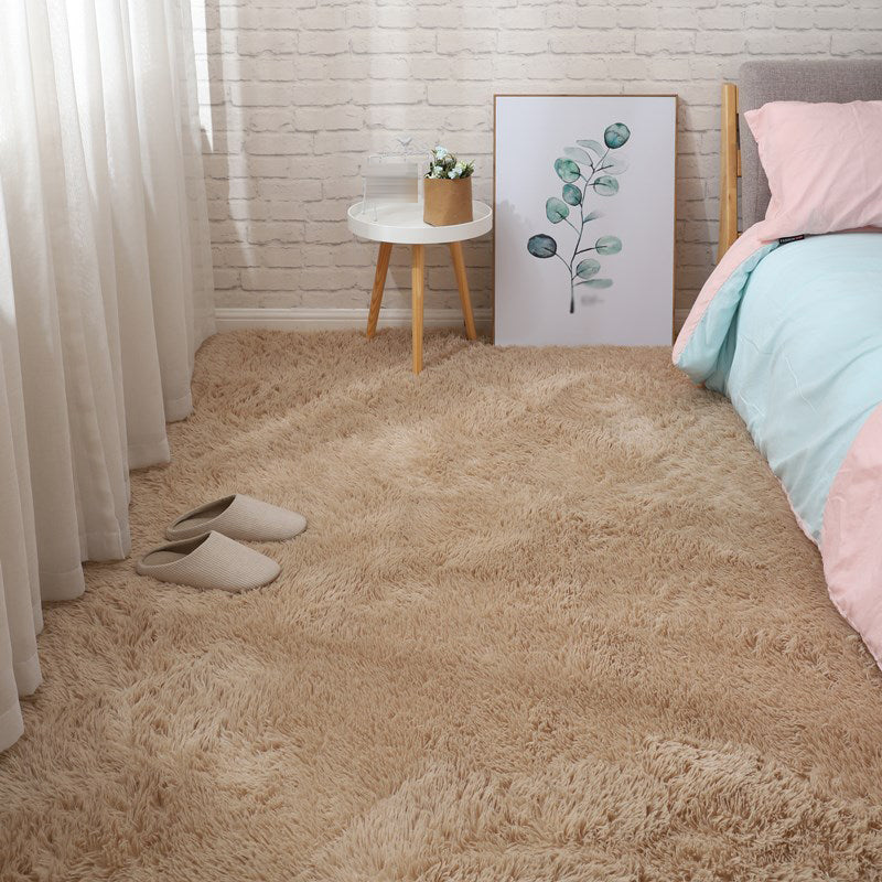 Simple Area Carpet Modern Solid Color Polyester Carpet Non-Slip Area Shag Rug for Living Room