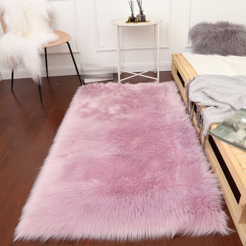 Calming Solid Shag Carpet Polyester Rug Stain Resistant Indoor Rug for Adult's Bedroom