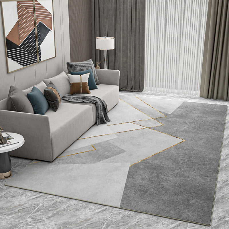 Gray Tone Gorgeous Rug Leisure Contrast Panel Carpet Stain Resistant Carpet for Living Room