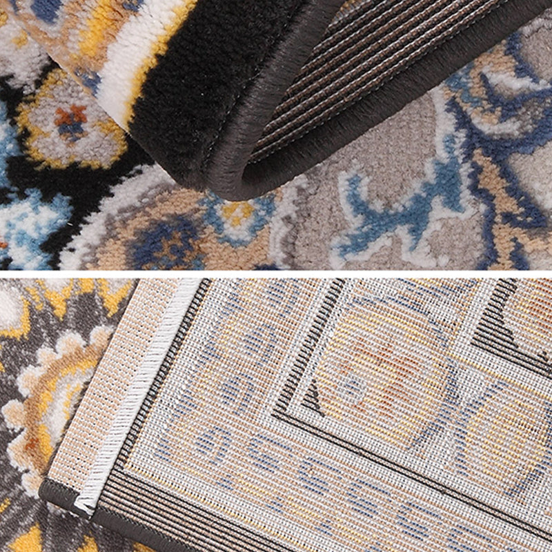 Mid-Century Polyester Rug Medallion Print Rug Washable Anti-Slip Backing Carpet for Home Decor