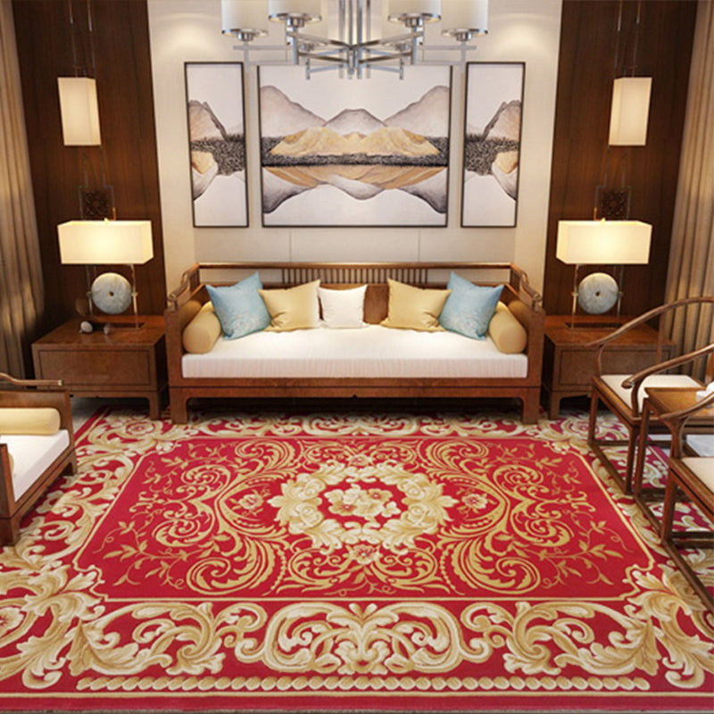 Navy Living Room Area Rug Medallion Pattern Polyester Area Carpet Stain Resistant Rug