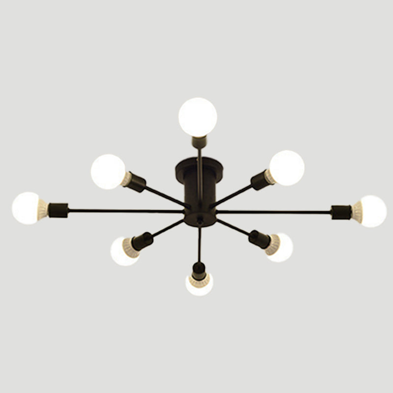 Multi Light Ceiling Lamp Sputnik Industrial Style Metal Semi Flush Mount Light