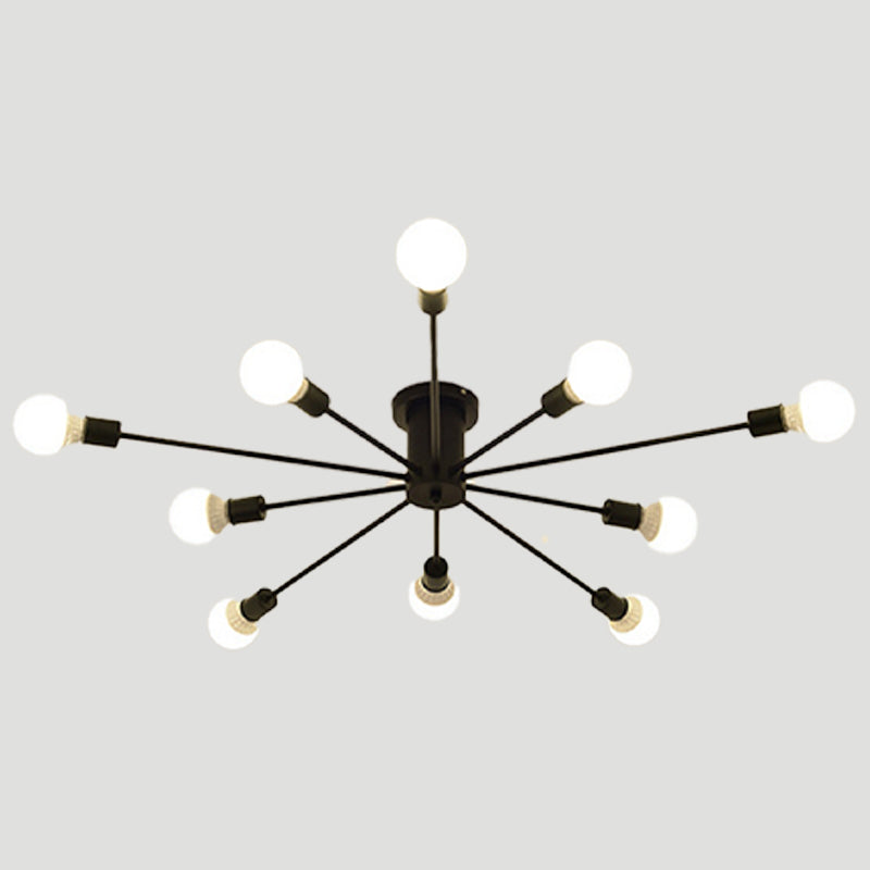Lámpara de techo con luz múltiple Sputnik, estilo industrial, metal, montaje semi empotrado