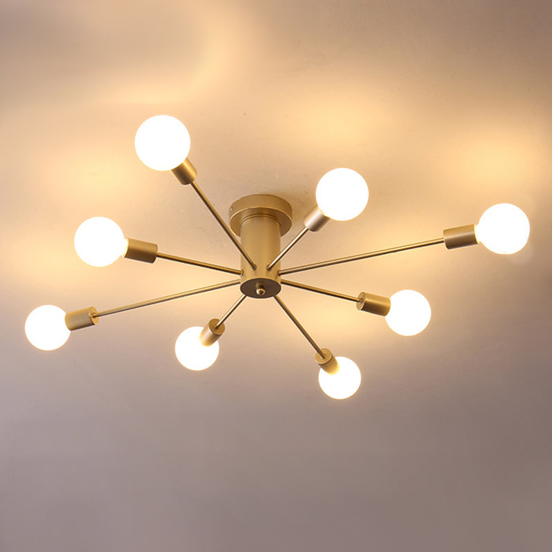 Multi Light Ceiling Lamp Sputnik Industrial Style Metal Semi Flush Mount Light