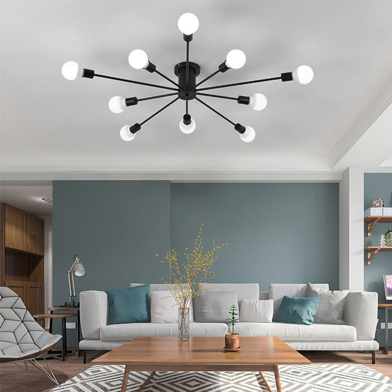 Multi Light Ceiling Lamp Sputnik Industrial Style Metal Semi Flush Mount Light