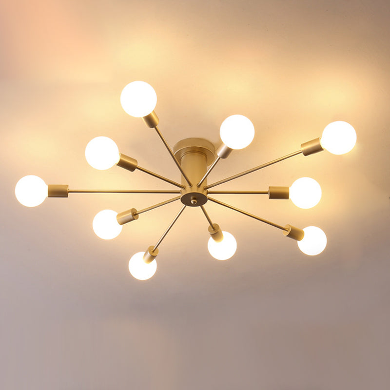 Lámpara de techo con luz múltiple Sputnik, estilo industrial, metal, montaje semi empotrado