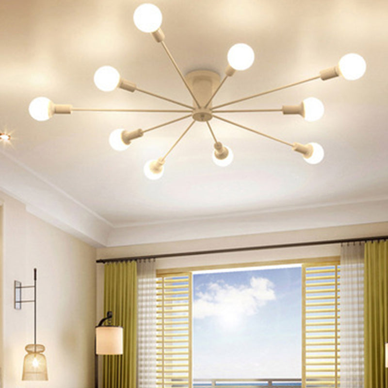 Multi Light Ceiling Lamp Sputnik Industrial Style Metal Semi Flush Mount Light