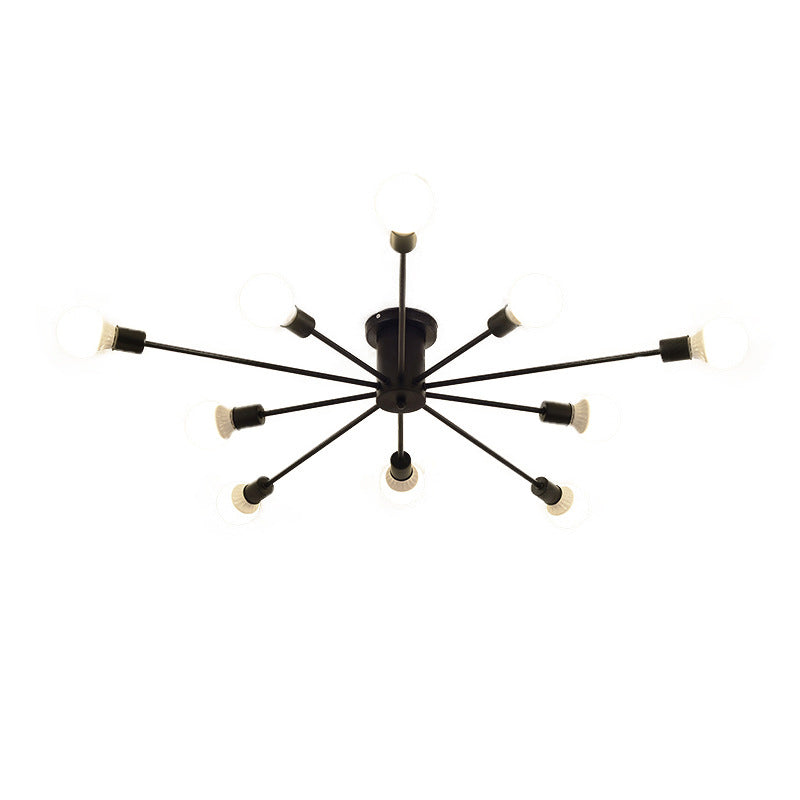 Lámpara de techo con luz múltiple Sputnik, estilo industrial, metal, montaje semi empotrado