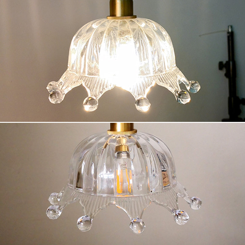 Plafonnier semi-encastré en bronze avec abat-jour en verre de style moderne pour chambre à coucher