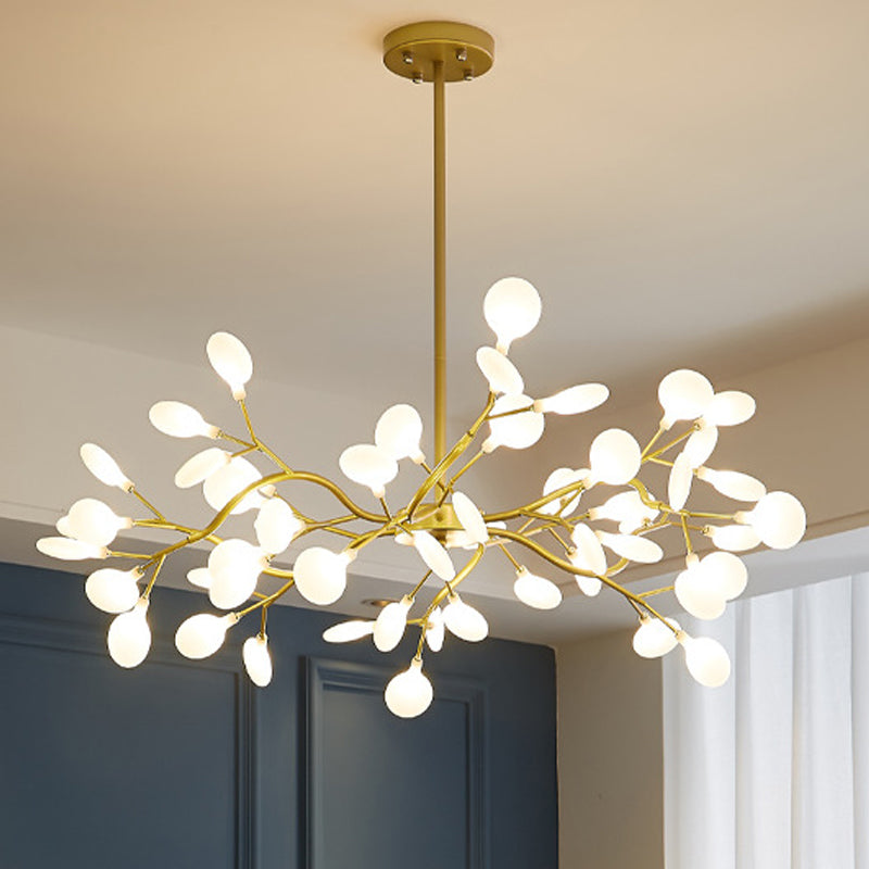 Gold Metal Suspended Lamp Fireflies Style Chandelier Lamp for Living Room