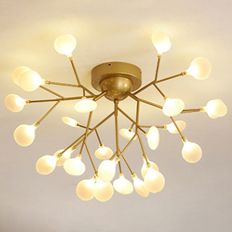 Gold Metal Suspended Lamp Fireflies Style Chandelier Lamp for Living Room