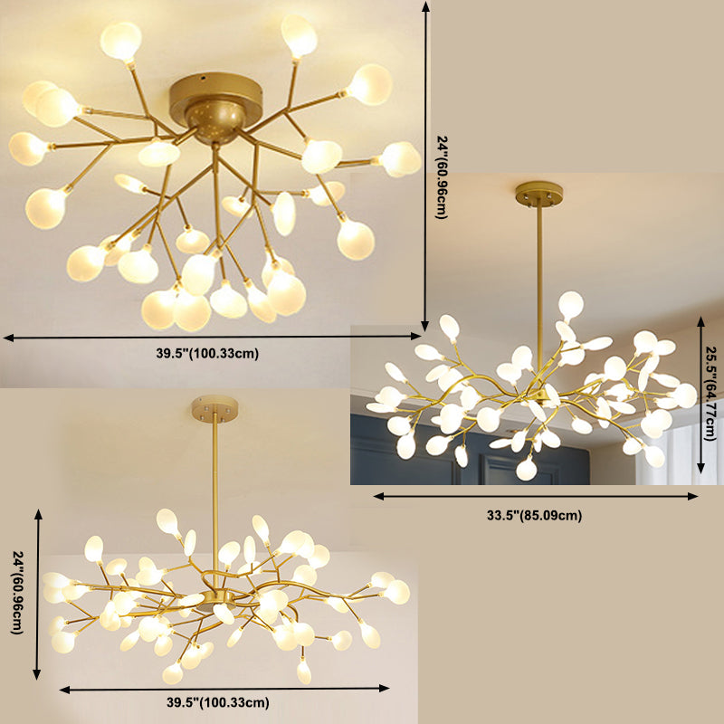Gold Metal Suspended Lamp Fireflies Style Chandelier Lamp for Living Room