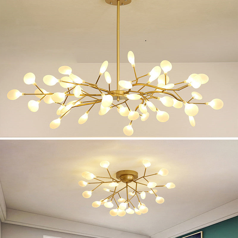 Gold Metal Suspended Lamp Fireflies Style Chandelier Lamp for Living Room