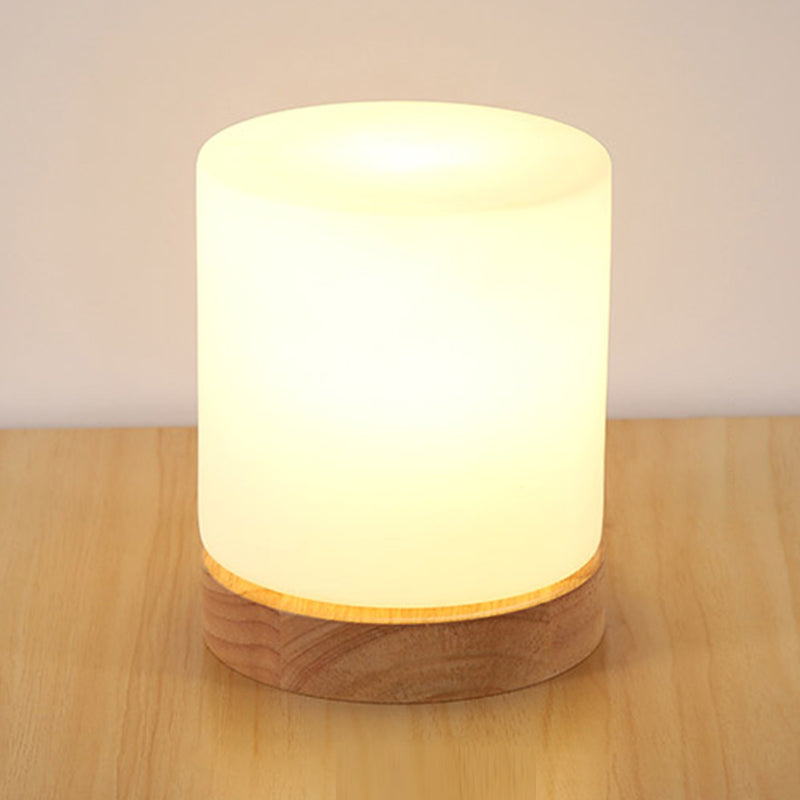Modern Night Table Lamps 1-Light Nightstand Lights with White Glass Shade for Bedroom