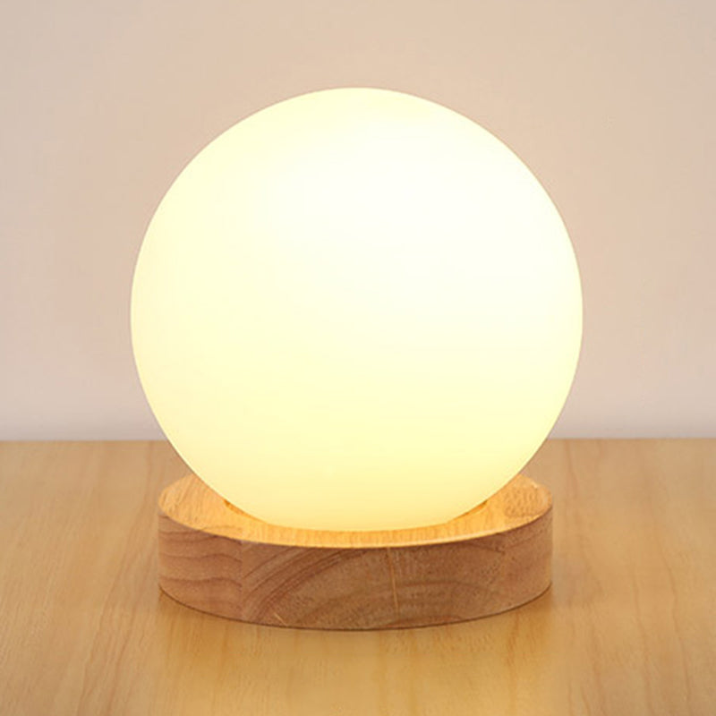 Modern Night Table Lamps 1-Light Nightstand Lights with White Glass Shade for Bedroom
