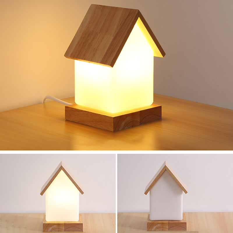 Modern Night Table Lamps 1-Light Nightstand Lights with White Glass Shade for Bedroom