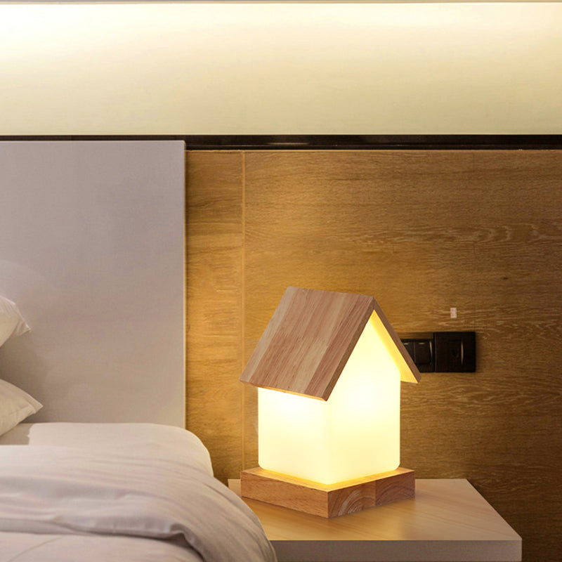 Modern Night Table Lamps 1-Light Nightstand Lights with White Glass Shade for Bedroom