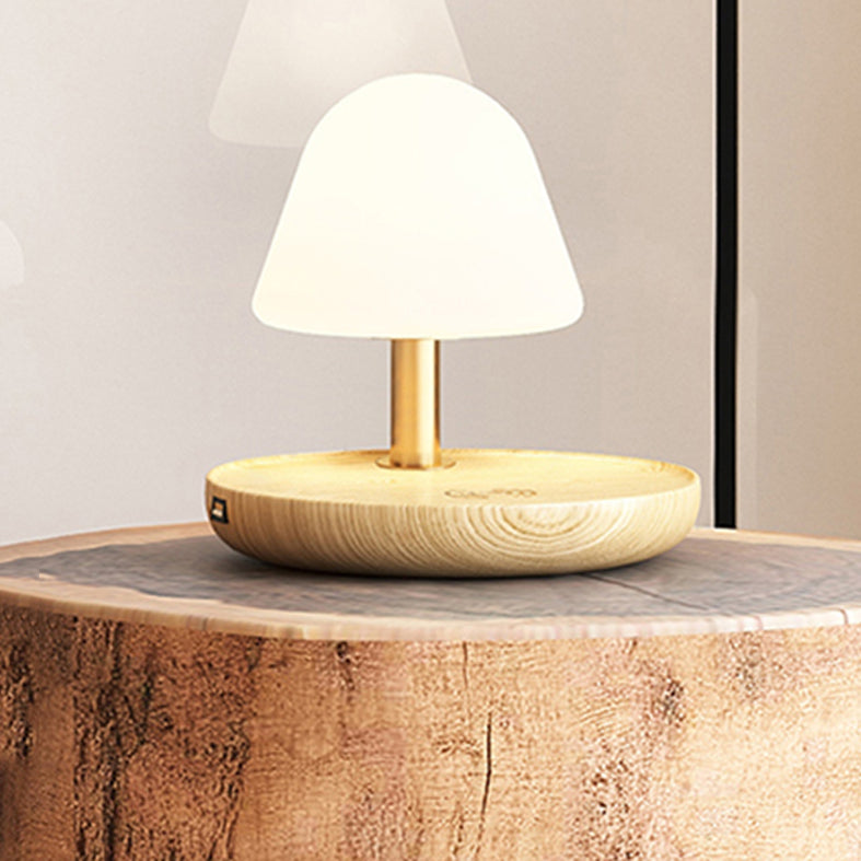 Lámparas de mesa nocturna de champiñones Modernas luces de 1 luces de noche con sombra de vidrio blanco para dormitorio