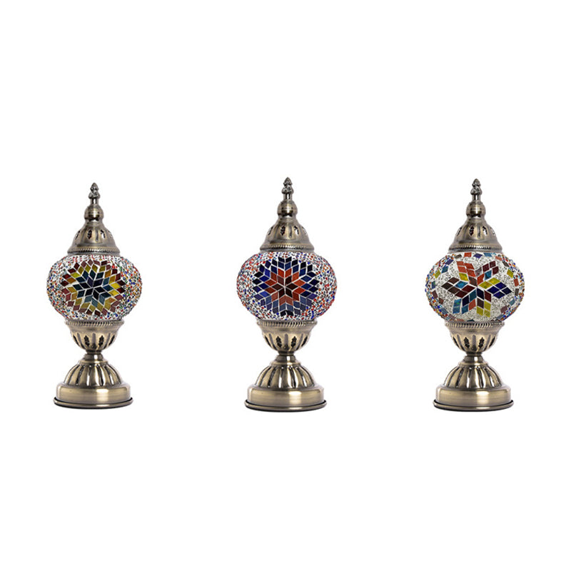 Lampada da tavolo con paralume in vetro stile asiatico, lampada da tavolo a mosaico turco