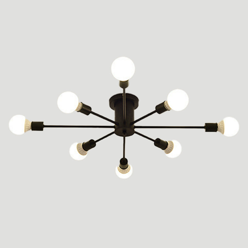 Multi Light Semi Flush Light Industrial Sputnik Metal Ceiling Lamp for Bedroom