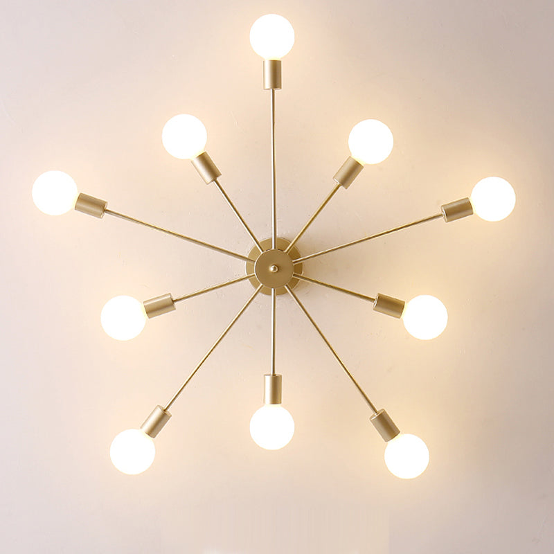 Multi Light Semi Flush Light Industrial Sputnik Metal Ceiling Lamp for Bedroom