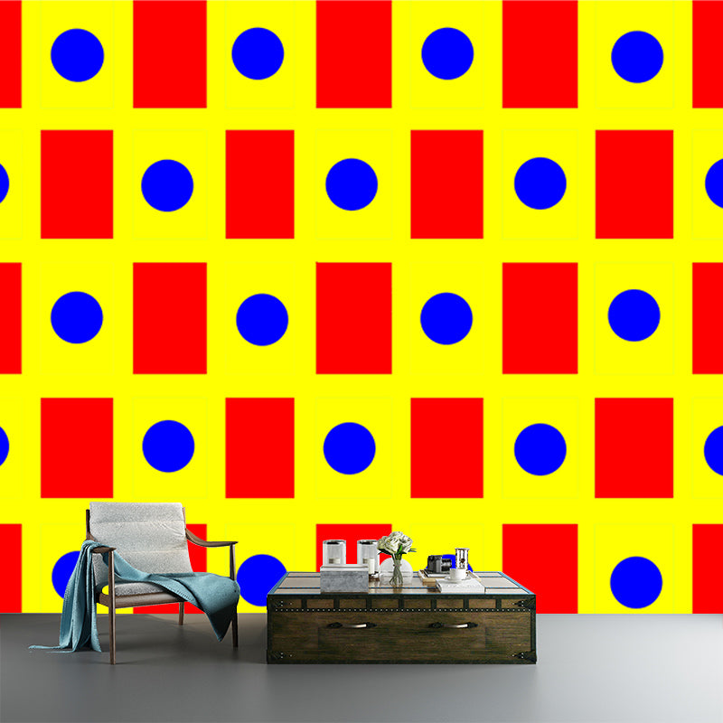 Geometric Full Size Wall Covering for Living Room, Customized Size Available