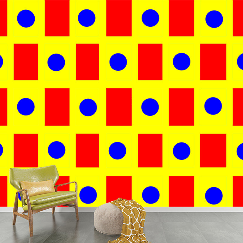 Geometric Full Size Wall Covering for Living Room, Customized Size Available