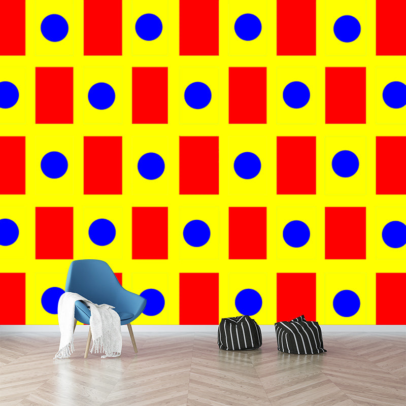 Geometric Full Size Wall Covering for Living Room, Customized Size Available