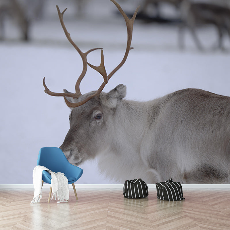 Deer Animal Minimalist Wall Covering for Living Room, Customized Size Available