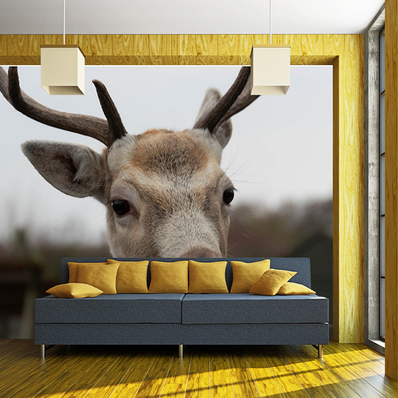 Deer Animal Minimalist Wall Covering for Living Room, Customized Size Available