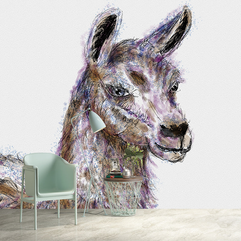 Animal Illustration Mural Wall Covering Eco-friendly Wallpaper for Bedroom