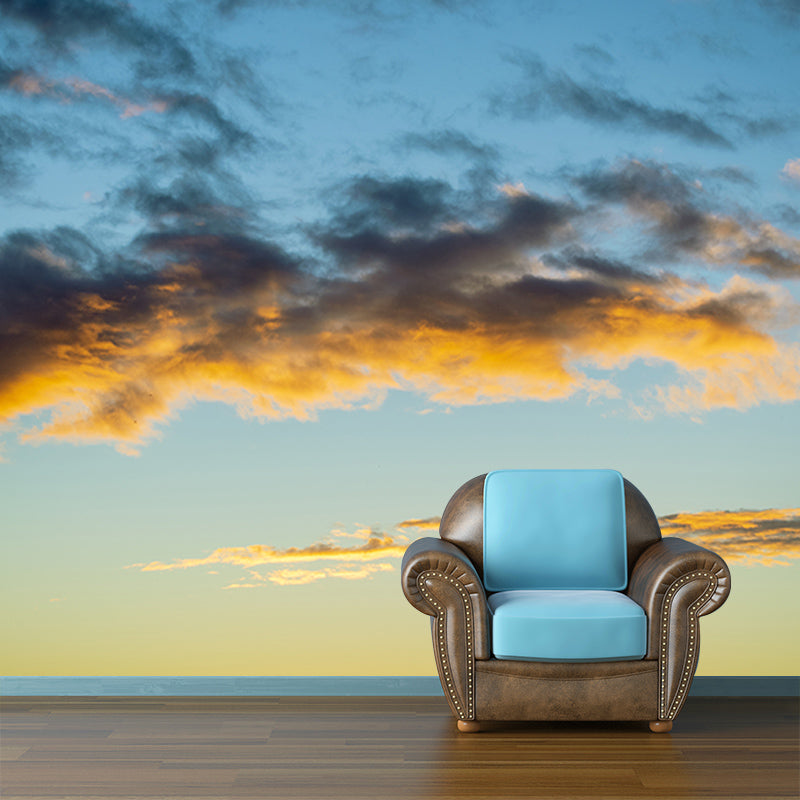 Modern Sky Mural Wallpaper Moisture Resistant Wall Decor for Living Room