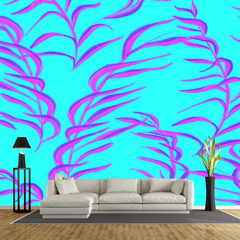 Tropical Plants Mural Wallpaper Moisture Resistant Wall Art for Guest Room Decor, Waterproofing