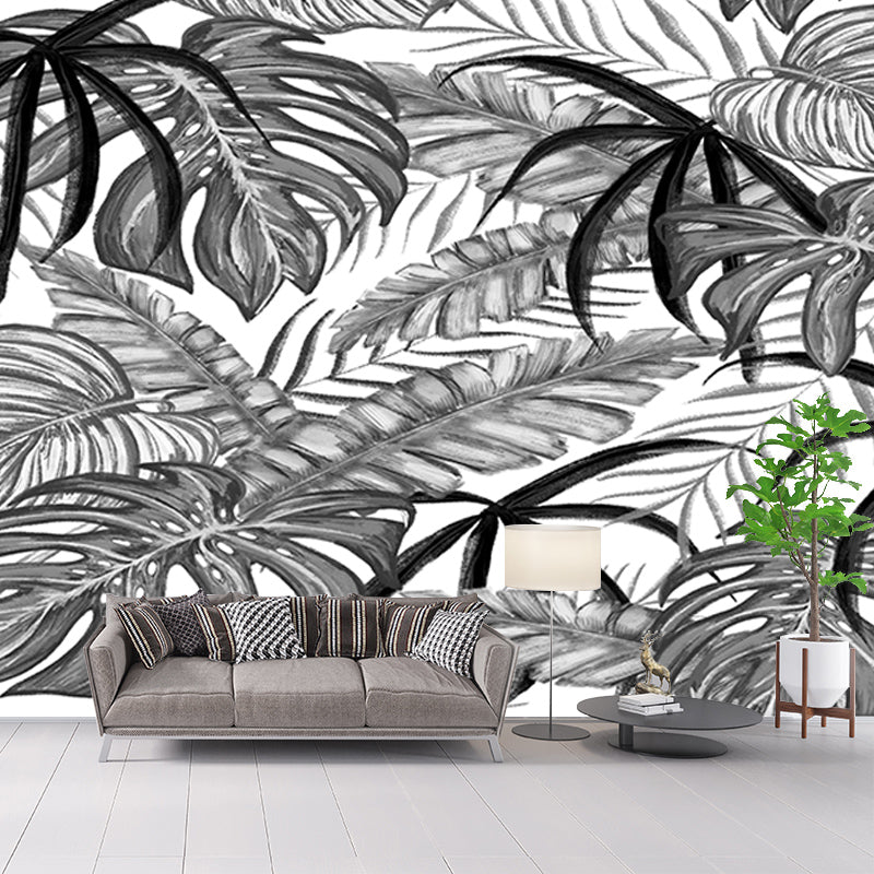 Tropical Plants Mural Wallpaper Moisture Resistant Wall Art for Guest Room Decor, Waterproofing