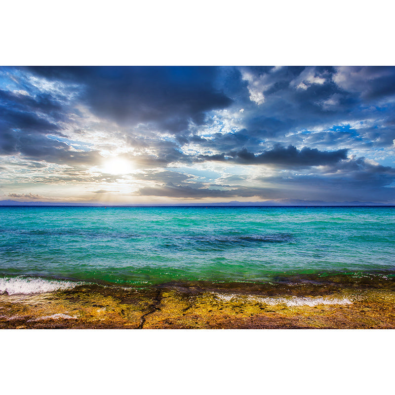 Tropical Sea Mural Moisture Resistant Wall Art for Guest Room Decor, Waterproofing