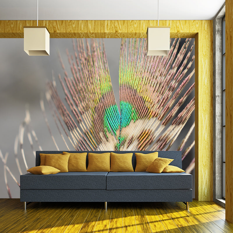 Tropical Peacock Feather Wall Covering Murals Sitting Room Wall Decor, Waterproofing