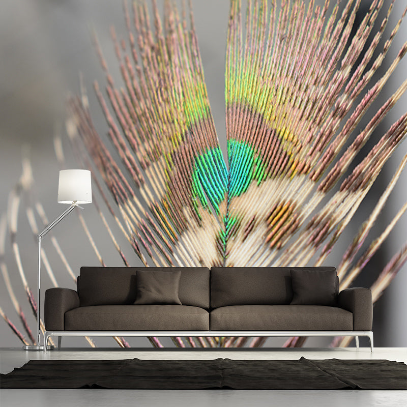 Tropical Peacock Feather Wall Covering Murals Sitting Room Wall Decor, Waterproofing