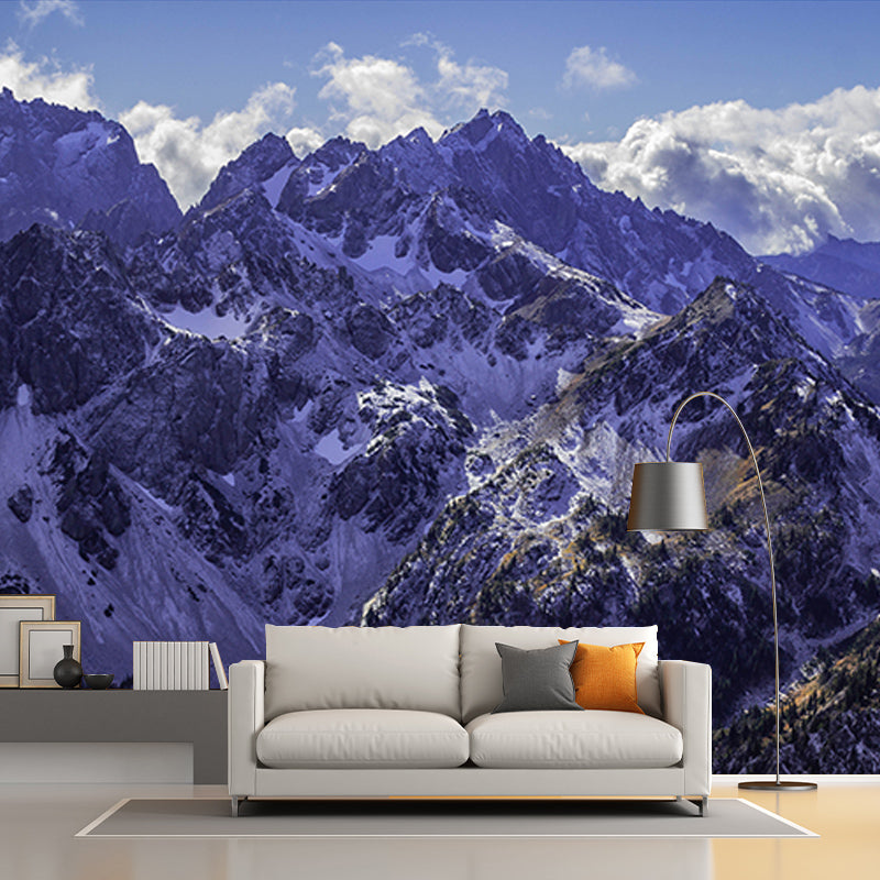 High Mountain View Wall Mural Water-Resistant Wall Covering for Accent Wall