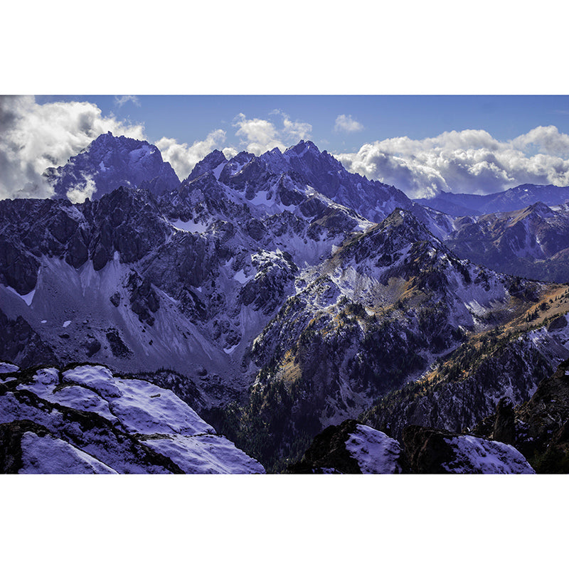 High Mountain View Wall Mural Water-Resistant Wall Covering for Accent Wall