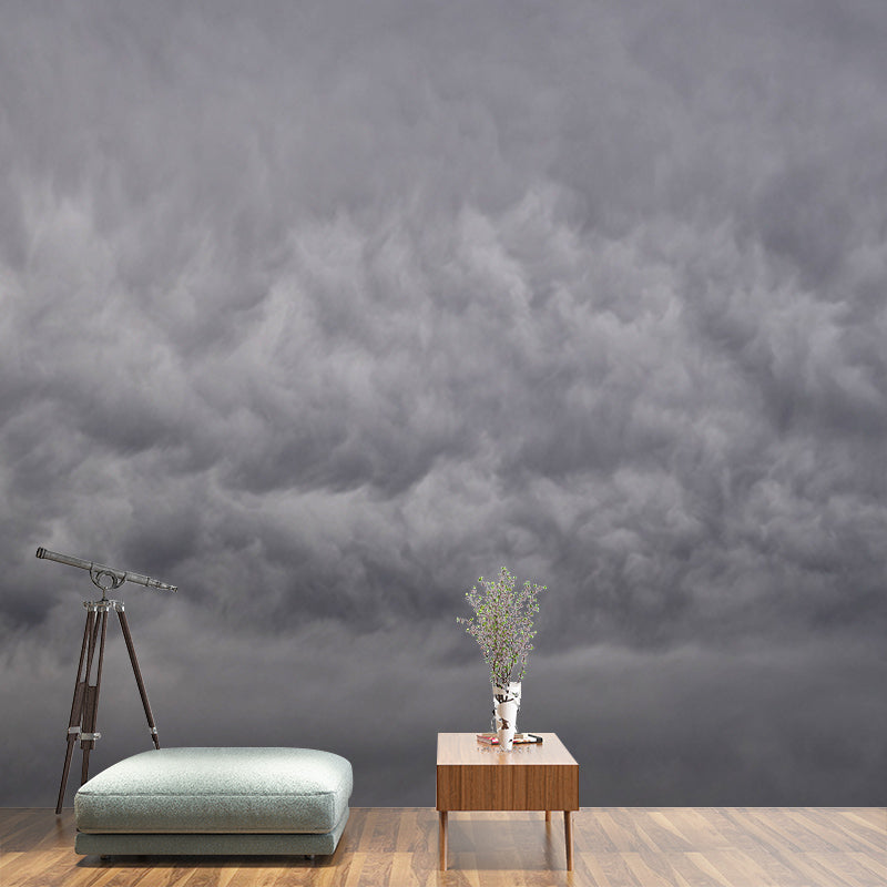 Heavily Clouded Wall Mural Modern Water Resistant Wall Art for House Interior