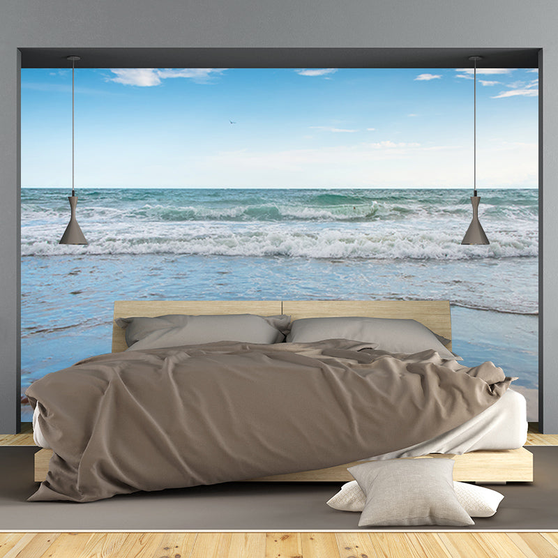 Blue Ocean Wall Mural Wallpaper Moisture Resistant Modern Bedroom Home Decor