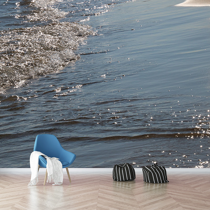 Sea Mural Wallpaper Modernist Nature Scenery Wall Covering in Light Color