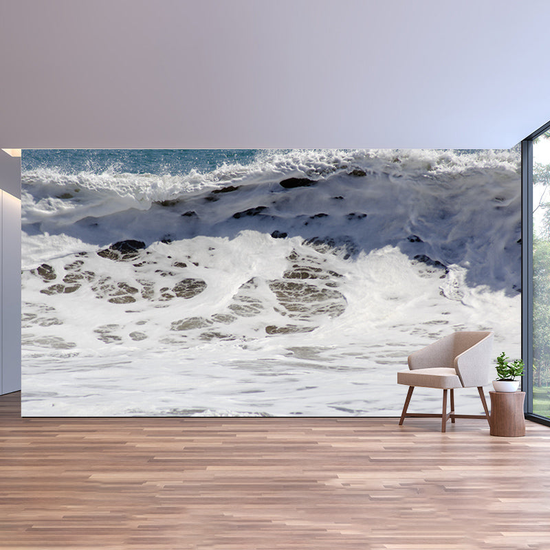 Sea Mural Wallpaper Modernist Nature Scenery Wall Covering in Light Color