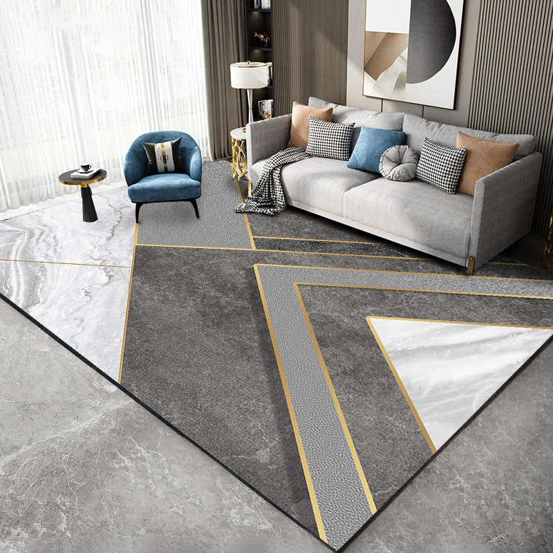 Élégant espace moderne Modèle géométrique Modèle Gray Rapier en polyester non glissant pour le salon