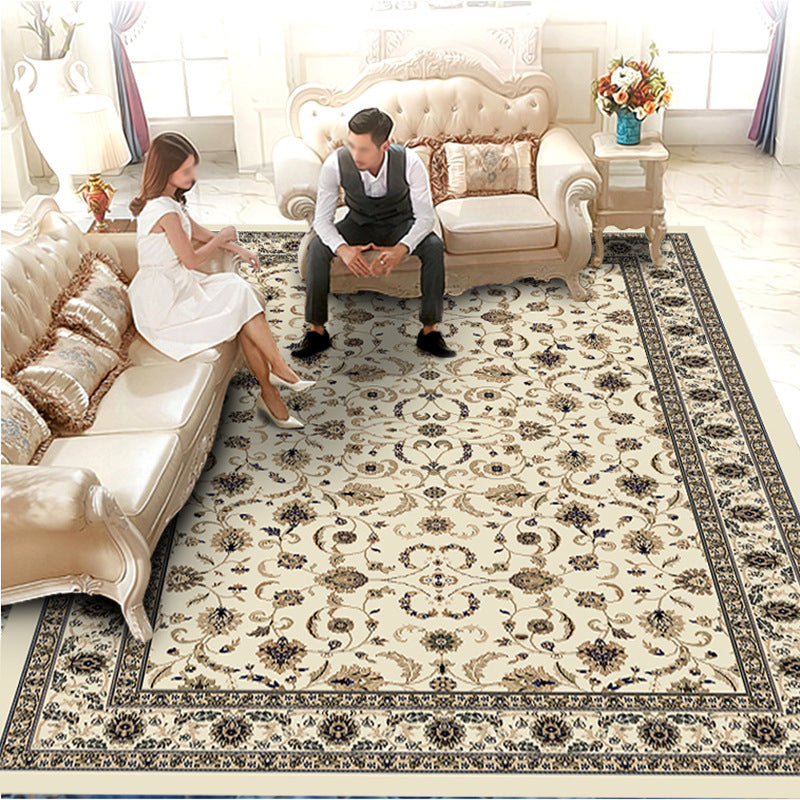 Traditional Rug Retro Medallion Print Carpet Polyester Stain Resistant Area Rug for Living Room
