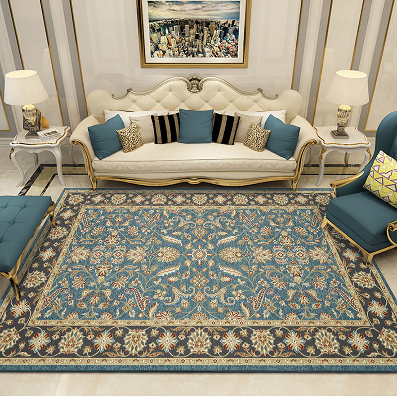 Traditional Rug Retro Medallion Print Carpet Polyester Stain Resistant Area Rug for Living Room