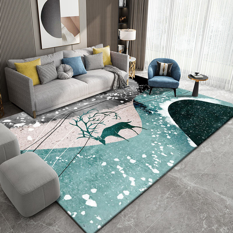 Sky Blue Modern Rug Polyester Grafisch Tapijten Niet-slip achterste tapijt voor thuisdecoratie